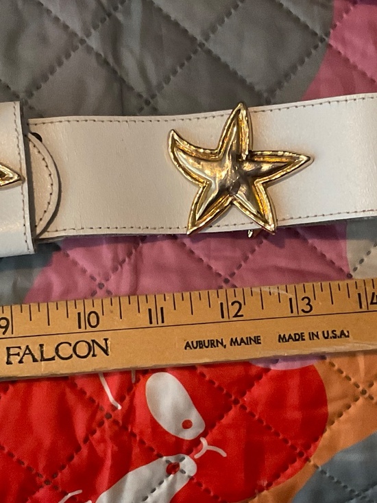Vintage white leather belt metal moon and star studs boho whimsical carnival main image 5
